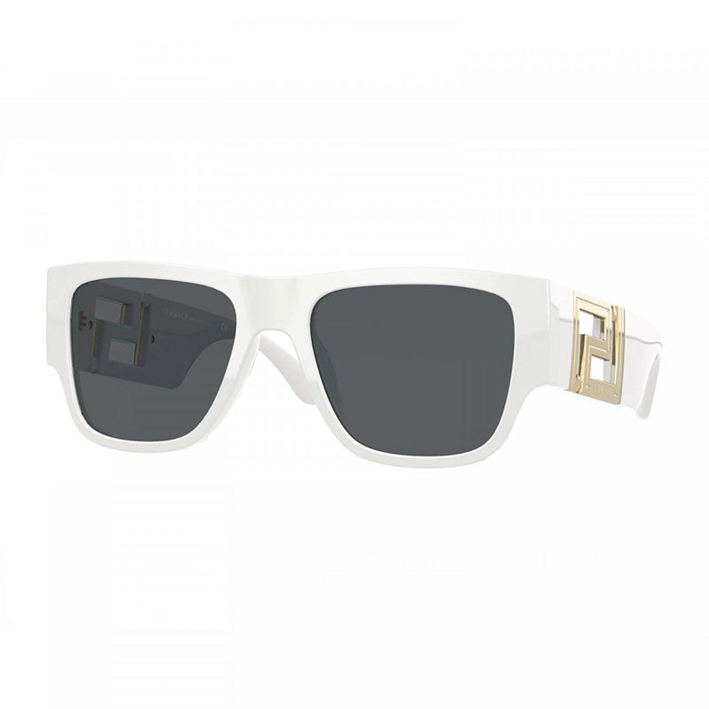 Versace Sunglasses Square Full Rim, White Frame and Dark Grey Lens VE4403314/87