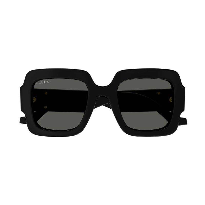 Gucci Sunglasses Square Full Rim, Shiny Black Frame and Grey Lens GG1547S001