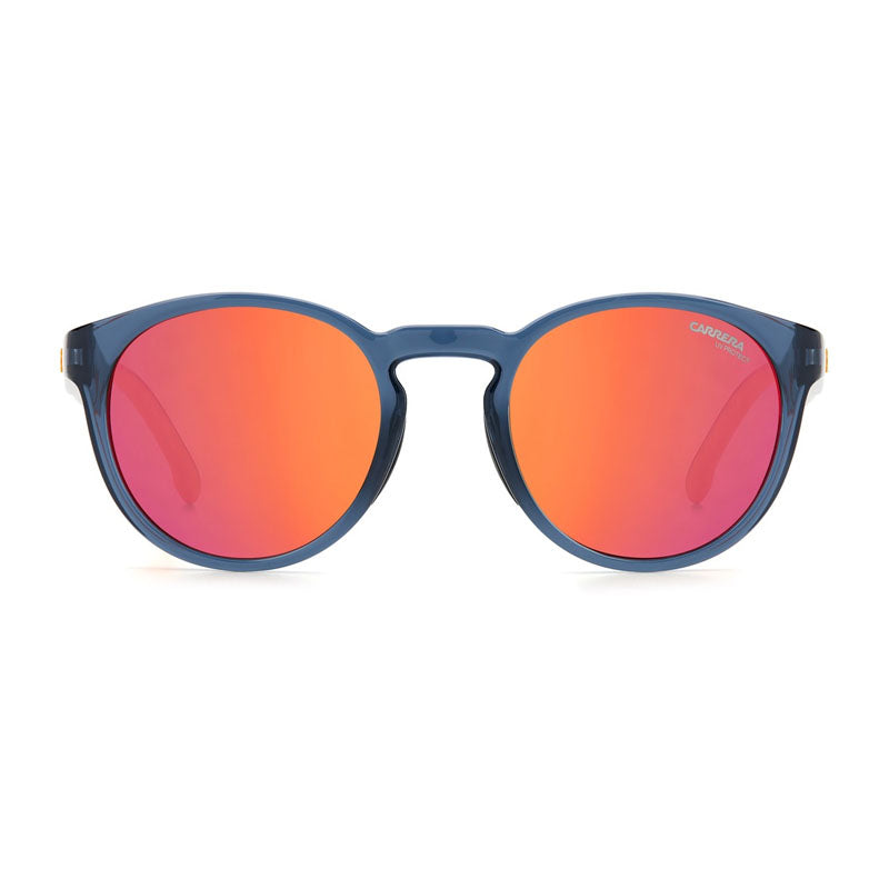 Carrera Sunglasses Round Full Rim, Blue Frame and Orange Red Mirror Lens CARRERA8056/S0PJPUZ