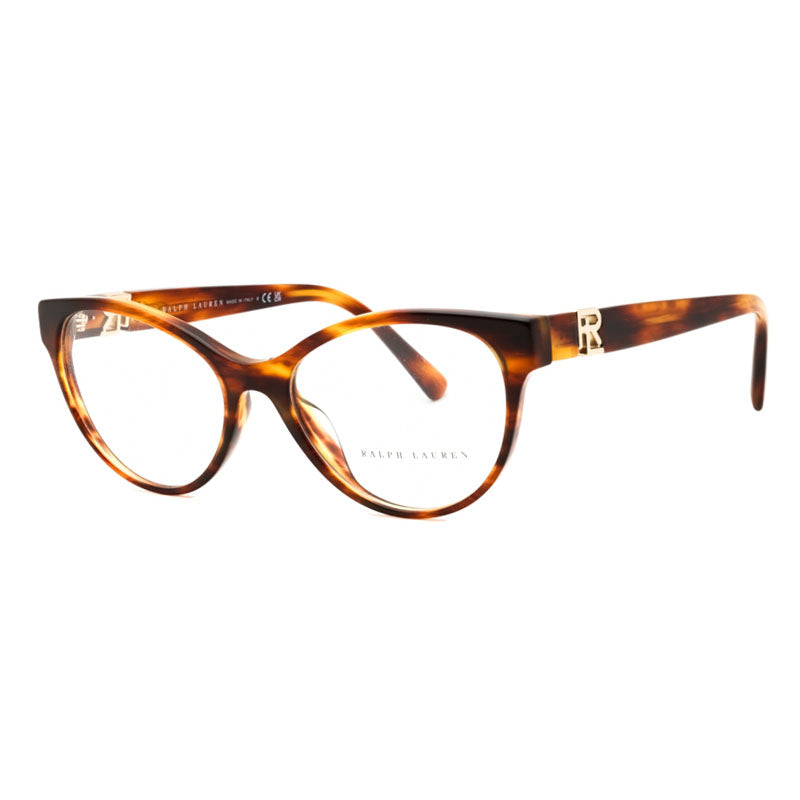 Ralph Lauren Eyeglasses Oval Full Rim, Striped Havana Frame and Clear Demo Lenses Lens RL6238U5007