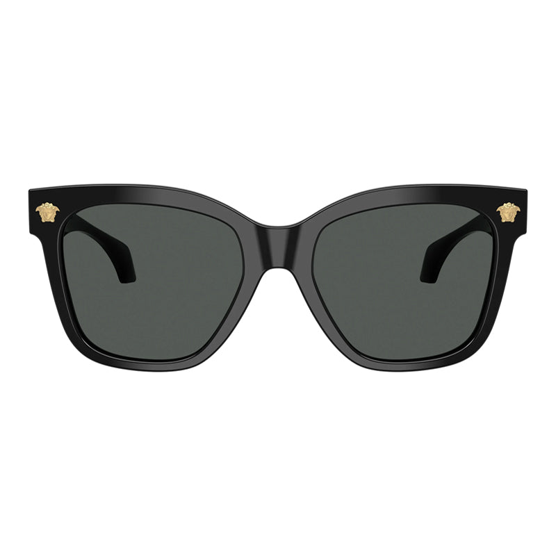 Versace Sunglasses Square Full Rim, Shiny Black Frame and Dark Grey Lens VE4511GB1/87