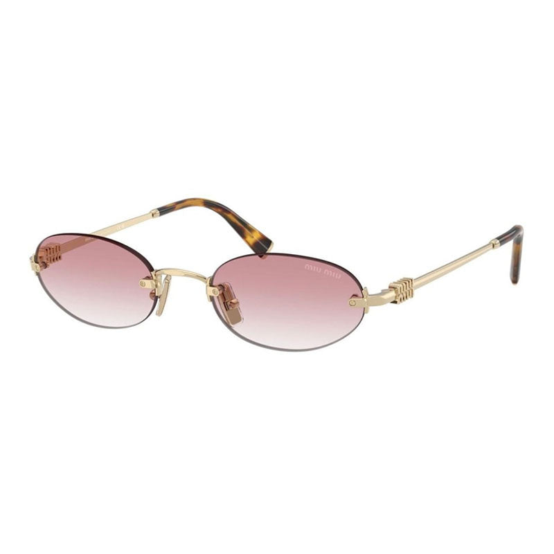 Miu Miu Sunglasses Oval Rimless, Pale Gold Frame and Clear Gradient Pink Lens MUA54SZVN70O