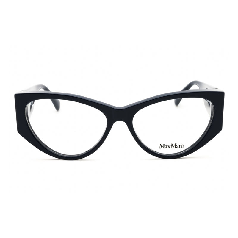 Max Mara Eyeglasses Cat Eye Full Rim, Shiny Blue Frame and Clear Demo Lenses Lens MM5174090