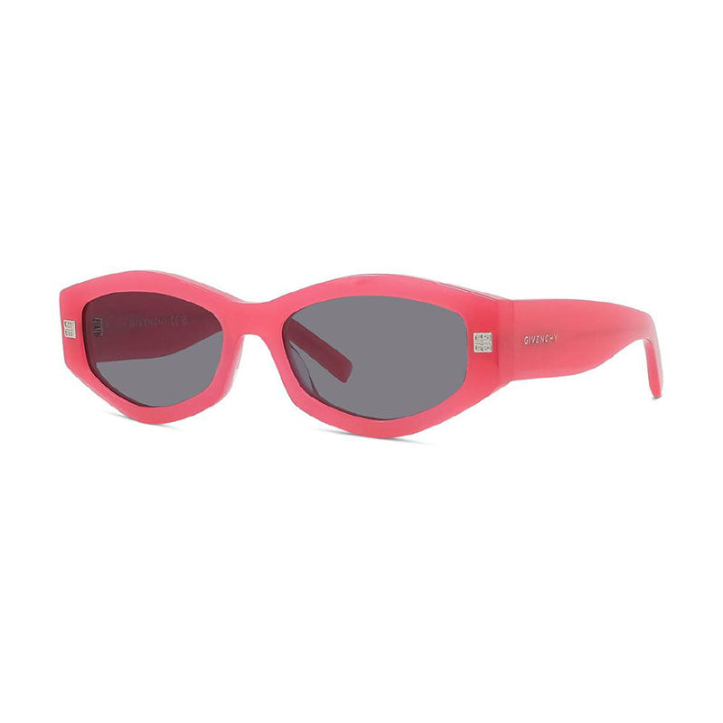 Givenchy Sunglasses Rectangle Full Rim, Shiny Fuchsia Frame and Light Grey Lens GV40062I75A