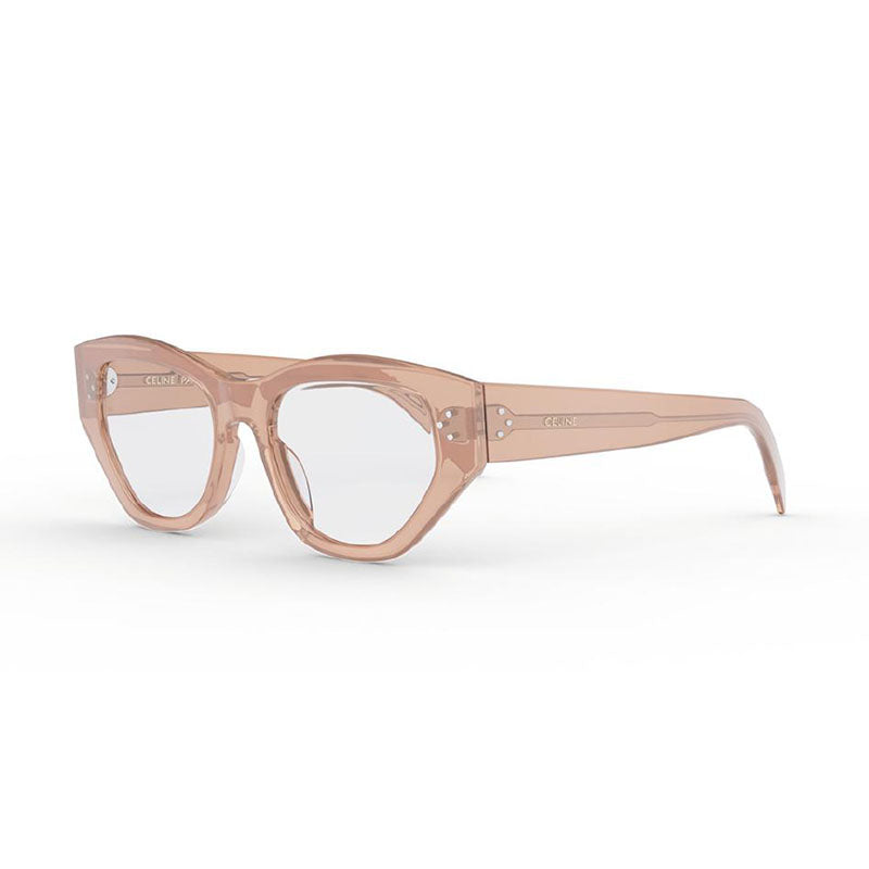 Celine Eyeglasses Geometric Full Rim, Shiny Milky Pink Frame and Clear Demo Lenses Lens CL50111I072
