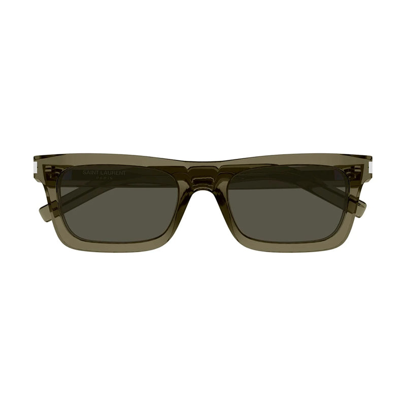 Saint Laurent Sunglasses Rectangle Full Rim, Shiny Brown Frame and Grey Lens SL461BETTY022
