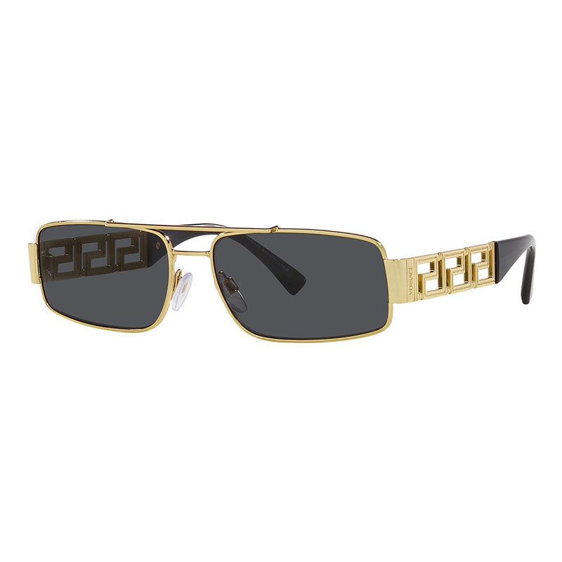 Versace Sunglasses Rectangle Full Rim, Gold Frame and Dark Grey Lens VE2257100287