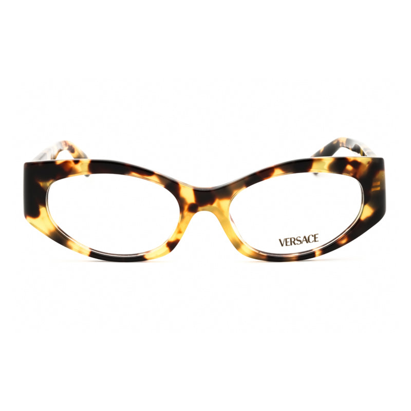 Versace Eyeglasses Oval Full Rim, Havana Frame and Clear Demo Lenses Lens VE3369777