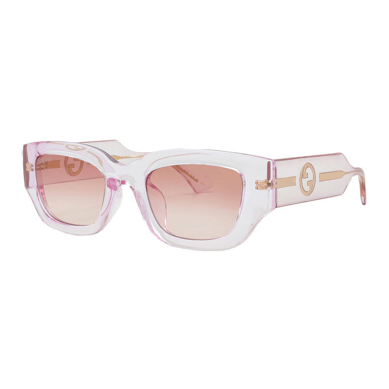 Gucci Sunglasses Square Full Rim, Transparent Light Pink Frame and Burgundy Gradient Lens GG1558SK003