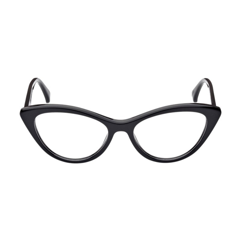 Max Mara Eyeglasses Cat Eye Full Rim, Shiny Black Frame and Clear Demo Lens Lens MM5083001