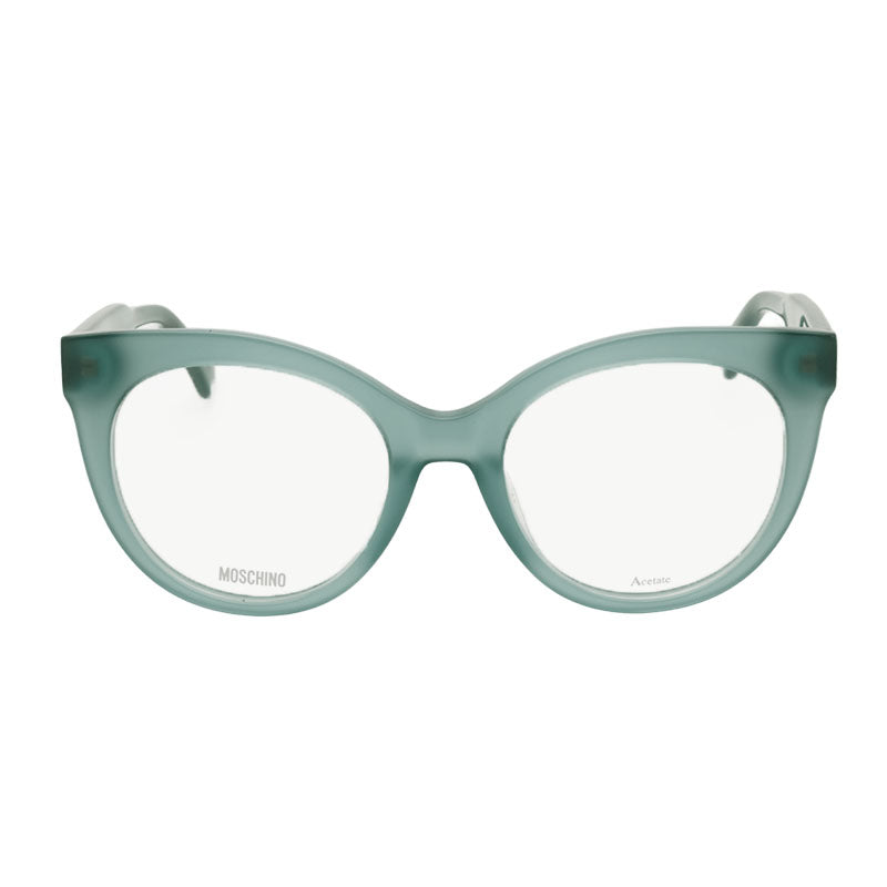 Moschino Eyeglasses Round Full Rim, Green Frame and Clear Demo Lenses Lens MOS61301ED00