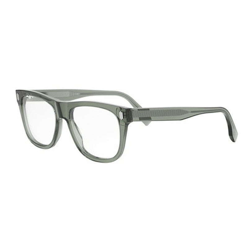 Fendi Eyeglasses Square Full Rim, Glossy Grey Frame and Clear Demo Lens Lens FE50070I020
