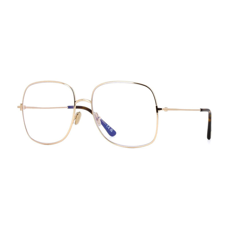 Tom Ford Eyeglasses Square Full Rim, Shiny Rose Gold Frame and Clear Blue Light Block Lens FT6048-B028