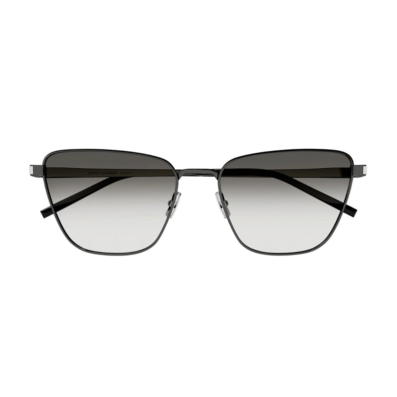 Saint Laurent Sunglasses Cat Eye Full Rim, Shiny Dark Ruthenium Frame and Grey Gradient Lens SL551004