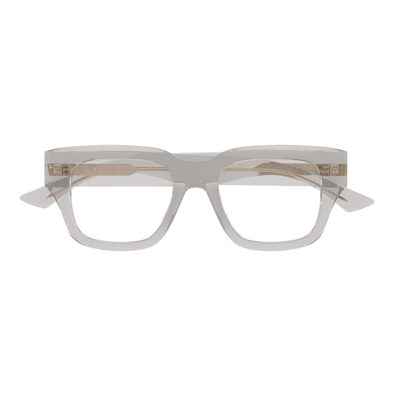 Bottega Veneta Eyeglasses Square Full Rim, Transparent Grey Frame and Clear Demo Lens Lens BV1361O010