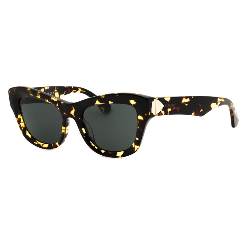 Burberry Sunglasses Cat Eye Full Rim, Yellow Havana Frame and Dark Grey Lens BE4442U410687
