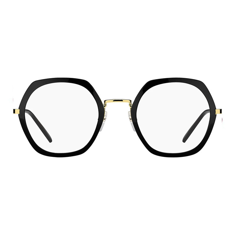 Marc Jacobs Eyeglasses Geometric Full Rim, Black/Gold Frame and Clear Demo Lenses Lens MARC70002M200