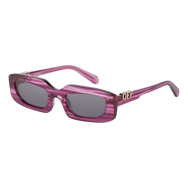 Off-White Sunglasses Rectangle Full Rim, Striped Purple Frame and Dark Grey Lens OERI13CRENTON3707