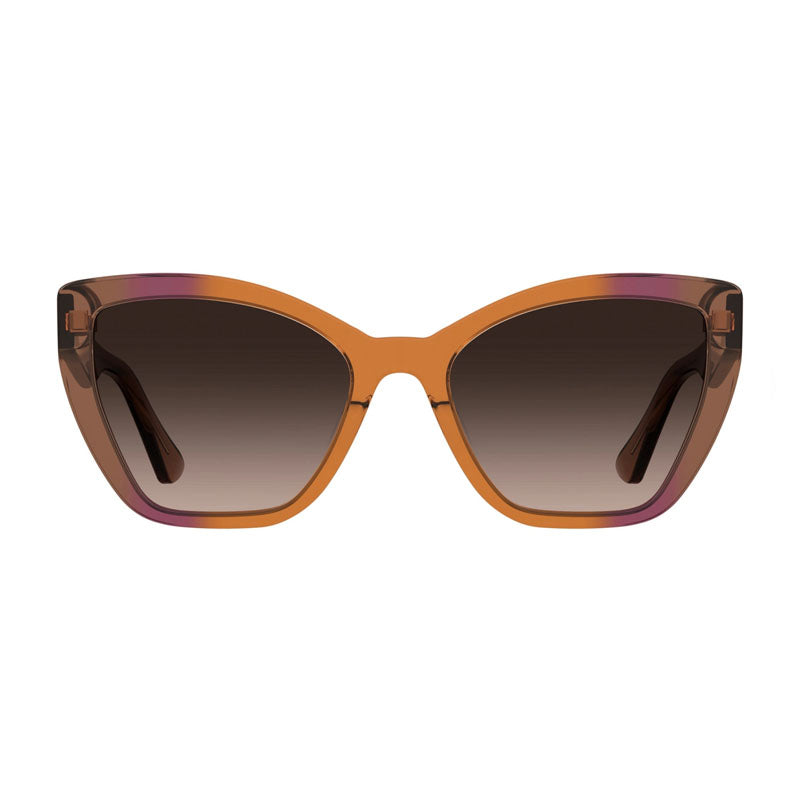 Moschino Sunglasses Cat Eye Full Rim, Shiny Brown to Orange Gradient Frame and Grey Fuchsia Gradient Lens MOS155/S012JFF