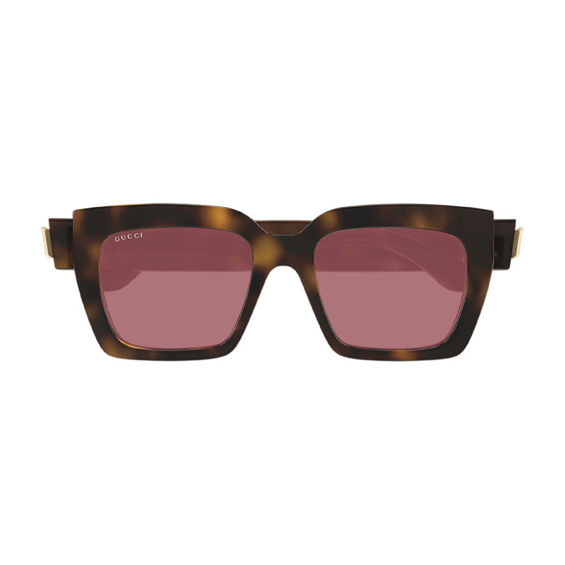 Gucci Sunglasses Square Full Rim, Havana Frame and Violet Lens GG1689S002