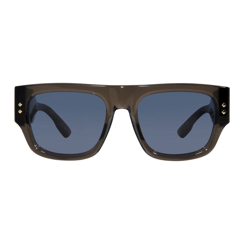 Gucci Sunglasses Square Full Rim, Transparent Dark Grey Frame and Blue Lens GG1262S003