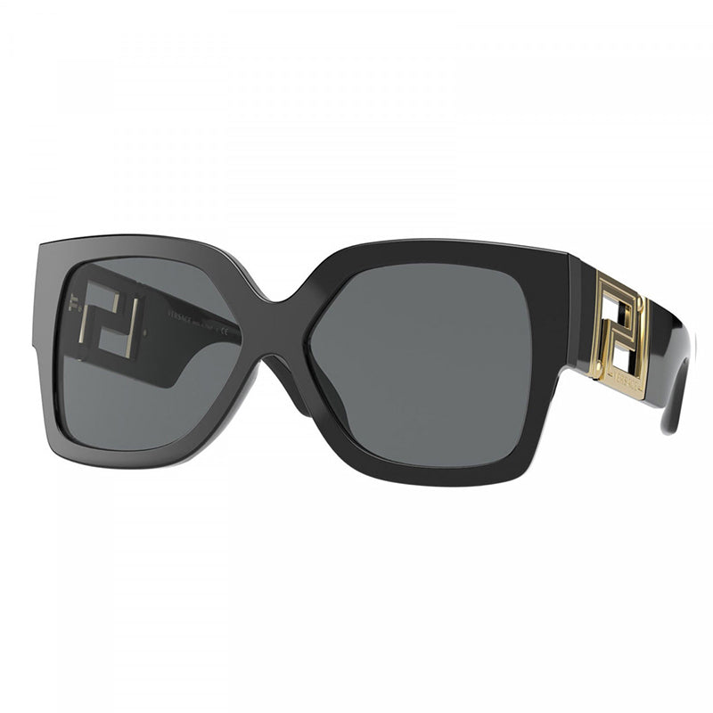 Versace Sunglasses Butterfly Full Rim, Black Frame and Dark Grey Lens VE4402GB1/87