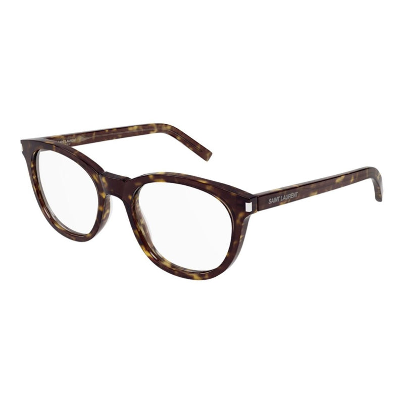 Saint Laurent Eyeglasses Round Full Rim, Havana Frame and Clear Demo Lenses Lens SL471002
