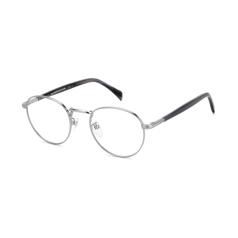 David Beckham Eyeglasses Round Full Rim, Ruthenium/Grey Frame and Clear Demo Lenses Lens DB11270POH00