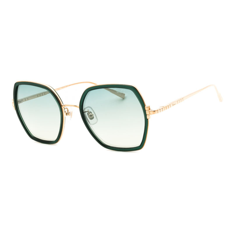 Chopard Sunglasses Square Full Rim, Gold & Green Frame and Green Gradient Lens SCHL02V300K