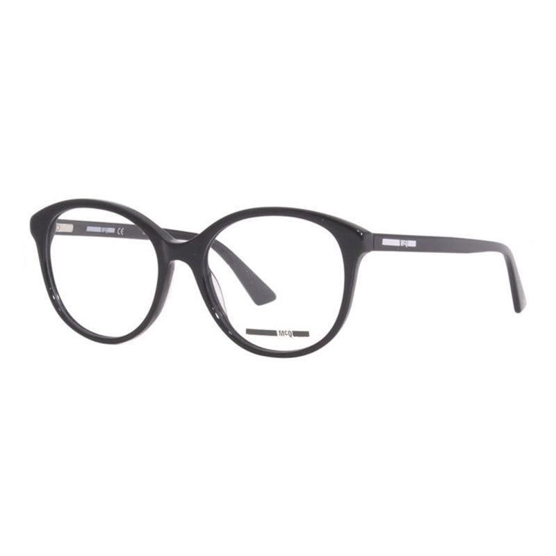 Mcqueen Eyeglasses Round Full Rim, Shiny Black Frame and Clear Demo Lens Lens MQ0275O001