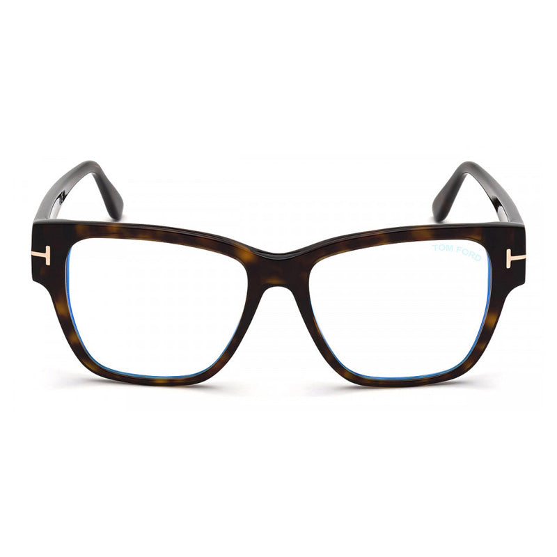 Tom Ford Eyeglasses Square Full Rim, Dark Havana Frame and Clear/Blue-light Block Lenses Lens FT5745-B052