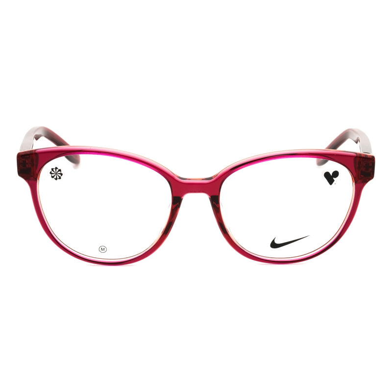 Nike Eyeglasses Cat Eye Full Rim, Crystal Berry/Pink Frame and Clear Demo Lenses Lens NIKE7164654