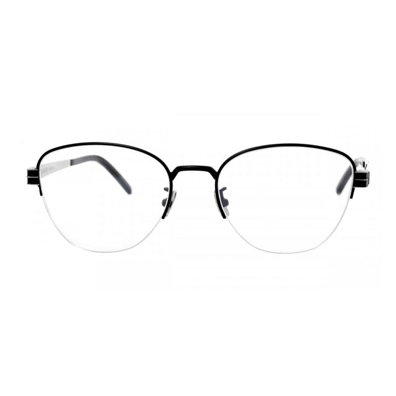 Saint Laurent Eyeglasses Cat Eye Semi Rim, Black/Silver Frame and Clear Demo Lens Lens SLM64004
