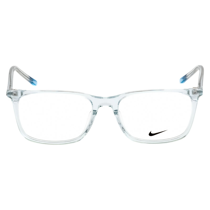 Nike Eyeglasses Rectangle Full Rim, Glacier Blue Frame and Clear Demo Lenses Lens NIKE7254407