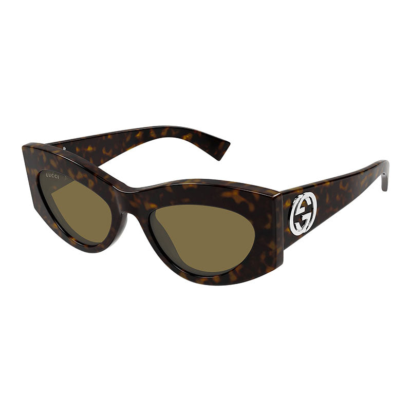 Gucci Sunglasses Cat Eye Full Rim, Havana Frame and Brown Lens GG1843S002