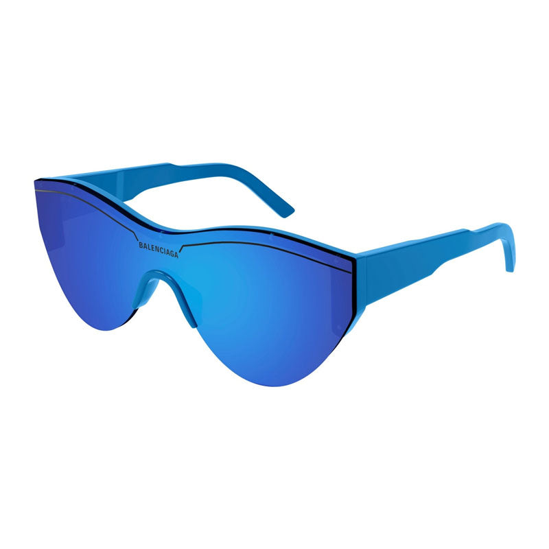 Balenciaga Sunglasses Shield Semi Rim, Blue Frame and Blue Mirror Lens BB0004S013