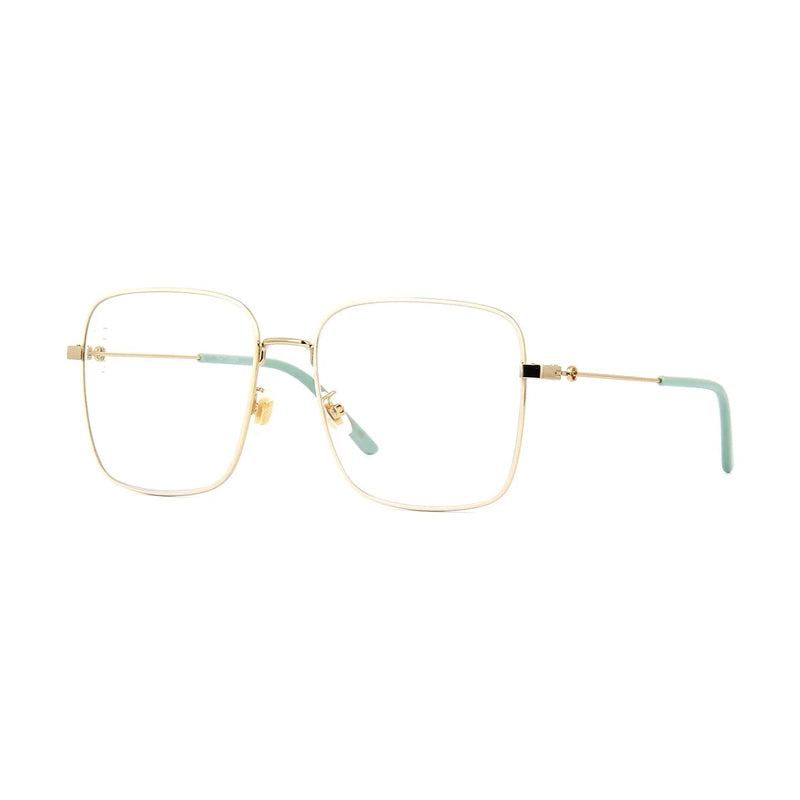 Gucci Eyeglasses Aviator Full Rim, Gold Frame and Clear Demo Lenses Lens GG0445O004