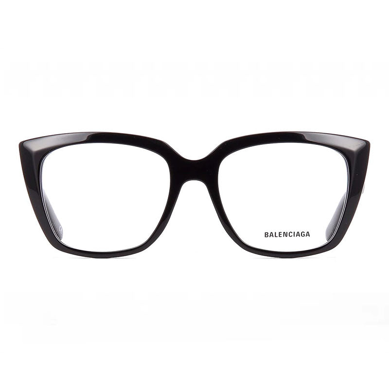 Balenciaga Eyeglasses Cat Eye Full Rim, Black Frame and Clear Demo Lenses Lens BB0062O001