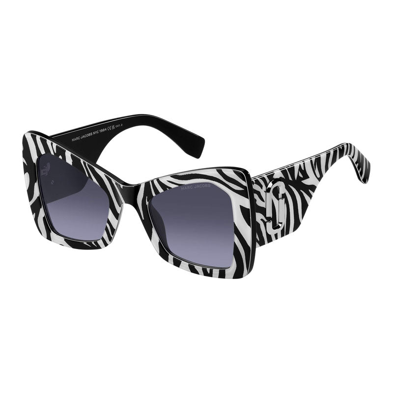 Marc Jacobs Sunglasses Cat Eye Full Rim, Pattern Black White Frame and Grey Azure Gradient Lens MARC761/S003KGB