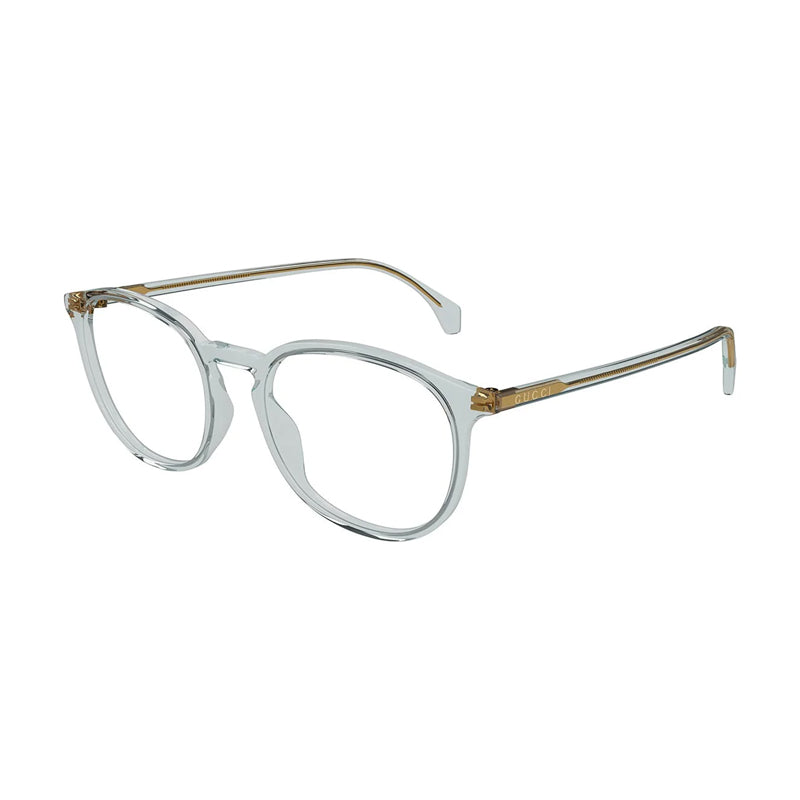 Gucci Eyeglasses Square Full Rim, Shiny Blue Frame and Clear Demo Lenses Lens GG0551O017