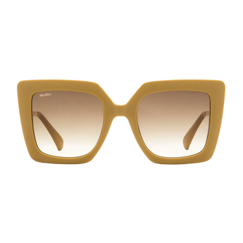 Max Mara Sunglasses Square Full Rim, Matte Light Brown/Shiny Rose Gold Frame and Brown Gradient Lens MM005173F