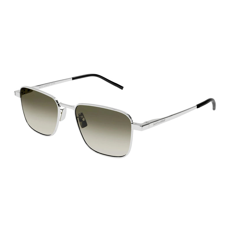 Saint Laurent Sunglasses Square Full Rim, Silver Frame and Green Gradient Mirror Lens SL529006