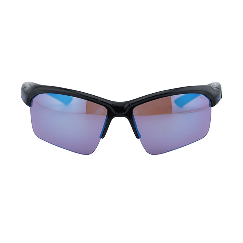 Nike Sunglasses Square Semi Rim, Black Frame and Road Blue Mirror Lens NIKESKYLONRISETEAMIQ7185010