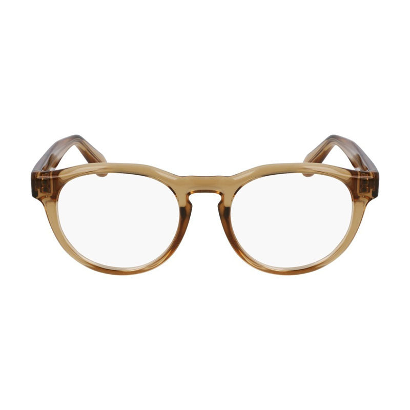 Ferragamo Salvatore Ferragamo Eyeglasses Round Full Rim, Transparent Sand Frame and Clear Demo Lenses Lens SF2987E278