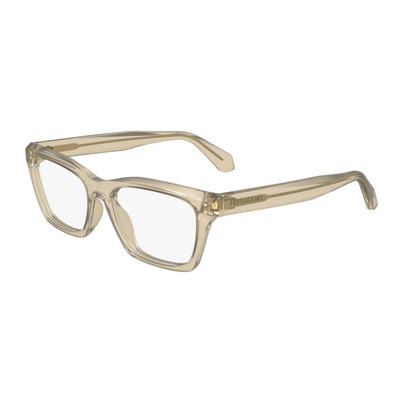 Ferragamo Salvatore Ferragamo Eyeglasses Square Full Rim, Transparent Beige Frame and Clear Demo Lenses Lens SF2986259