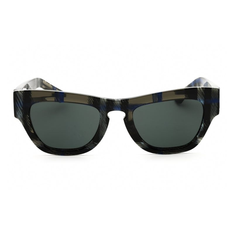 Burberry Sunglasses Rectangle Full Rim, Check Lichen Frame and Dark Grey Lens BE4440U414787