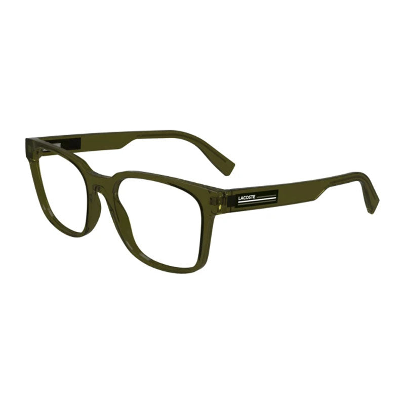 Lacoste Eyeglasses Square Full Rim, Transparent Khaki Frame and Clear Demo Lens Lens L2947275