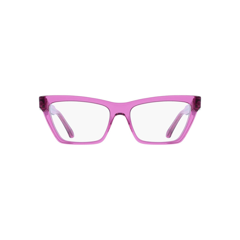 Ferragamo Salvatore Ferragamo Eyeglasses Cat Eye Full Rim, Transparent Cyclamen Frame and Clear Demo Lenses Lens SF3021665