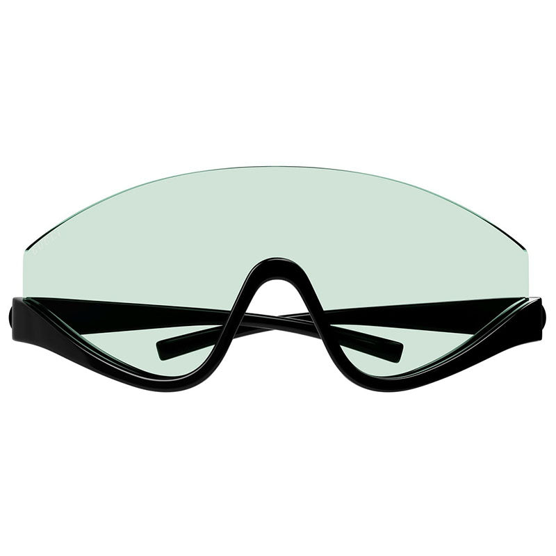 Gucci Sunglasses Shield Semi Rim, Shiny Black Frame and Green Lens GG1650S005
