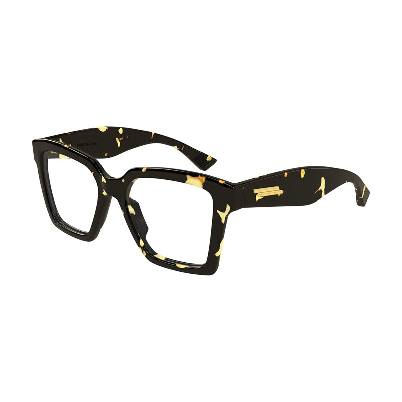 Bottega Veneta Eyeglasses Square Full Rim, Havana Frame and Clear Demo Lens Lens BV1458O002